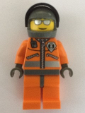 LEGO wc019 Coast Guard World City - Orange Jacket with Zipper, Silver Sunglasses, Dark Bluish Gray Helmet, Dark Gray Hands (7044)